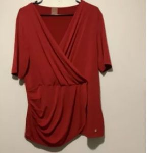 ANNE KLEIN Women's Plus Size Wrap Empire Pleated-neck Shell Blouse Shirt Top XL